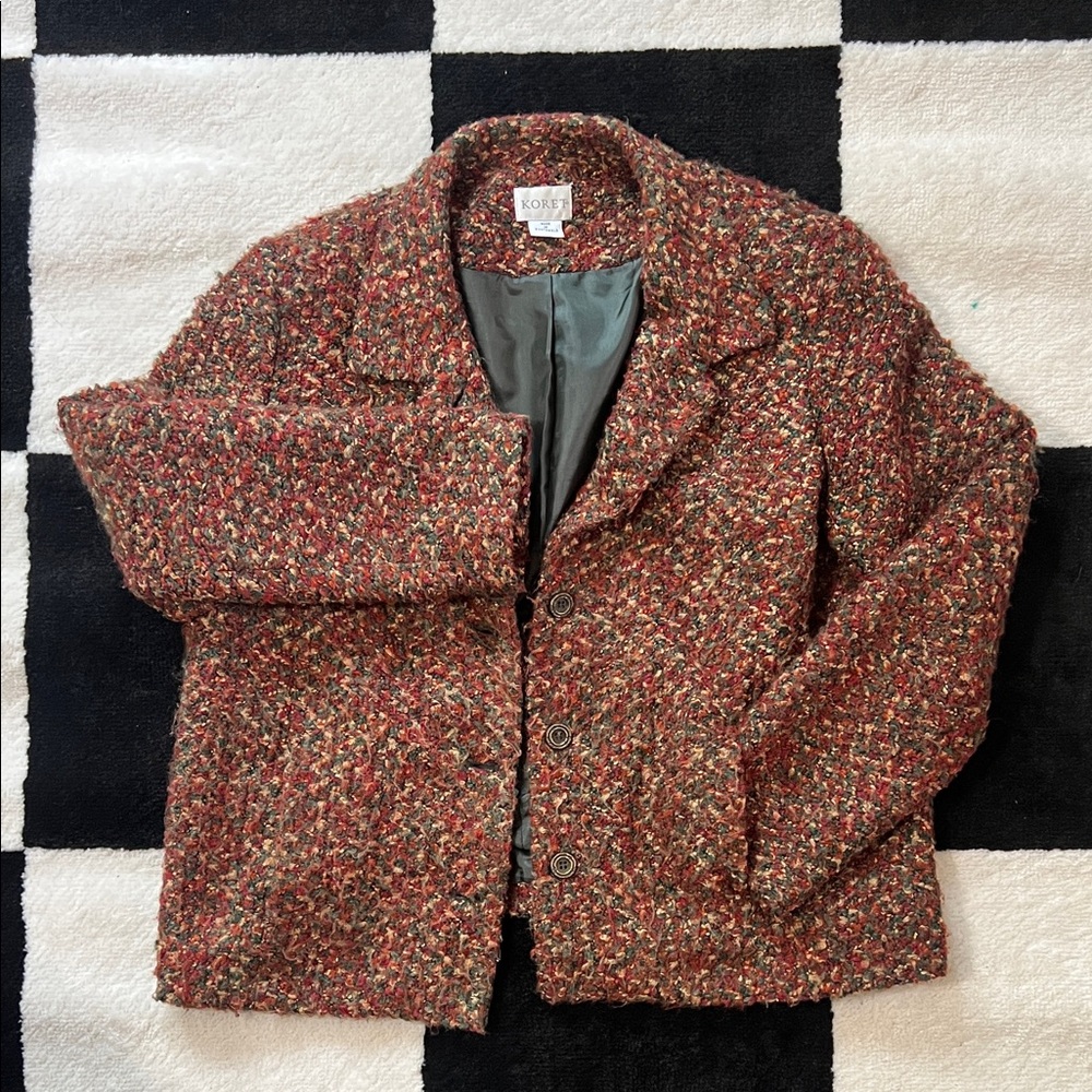 Koret Rust-Multi Textured Wool Blend Pea Coat